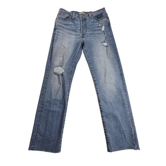 Levi's Wedgie Straight Button Fly Women's Denim Jeans Size 30 (29x28) Raw Hem - Picture 1 of 11